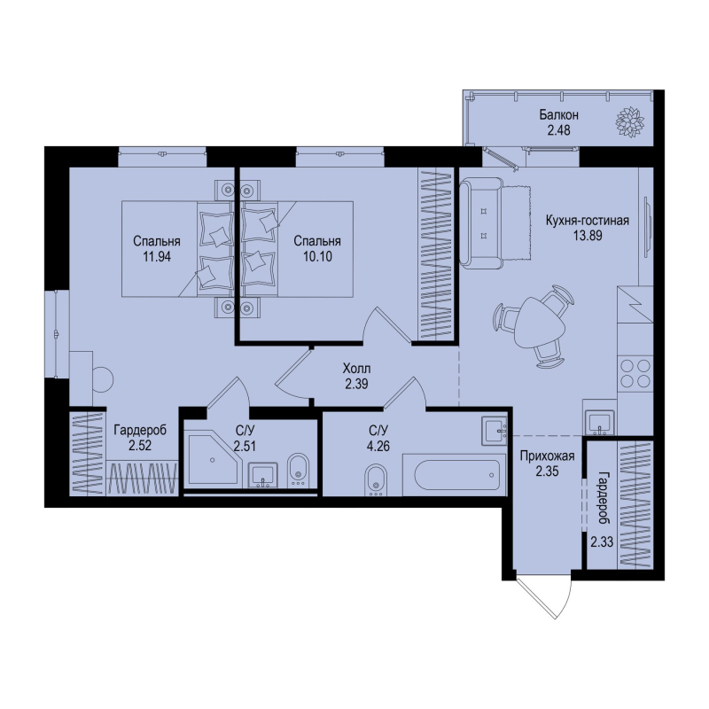 2 ккв 53 м²