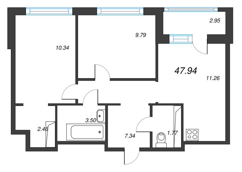 2 ккв 47,9 м²