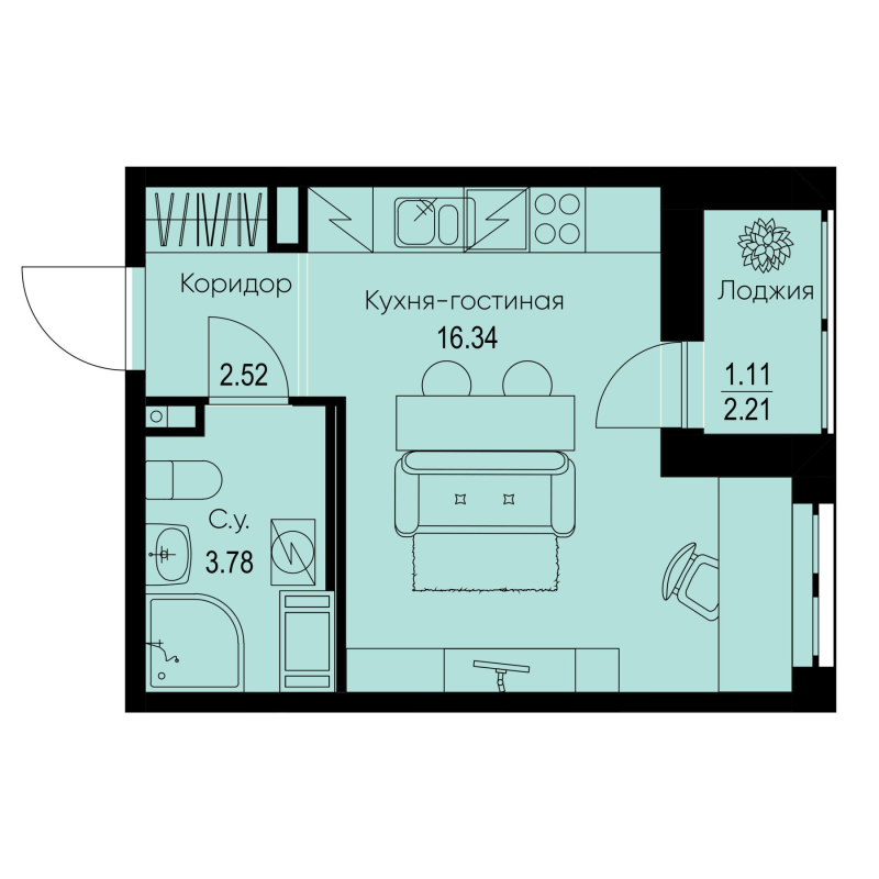 Студия 23,8 м²