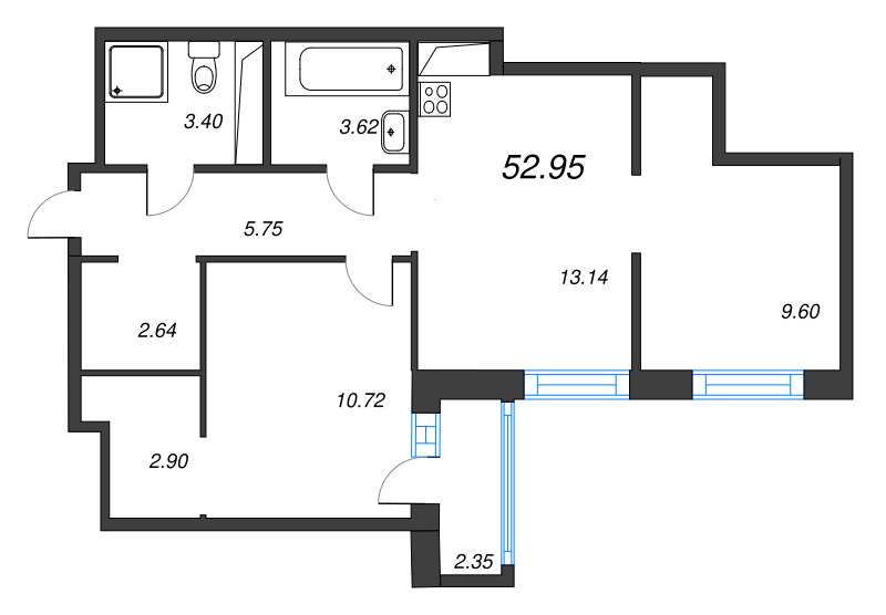 2 ккв 53 м²