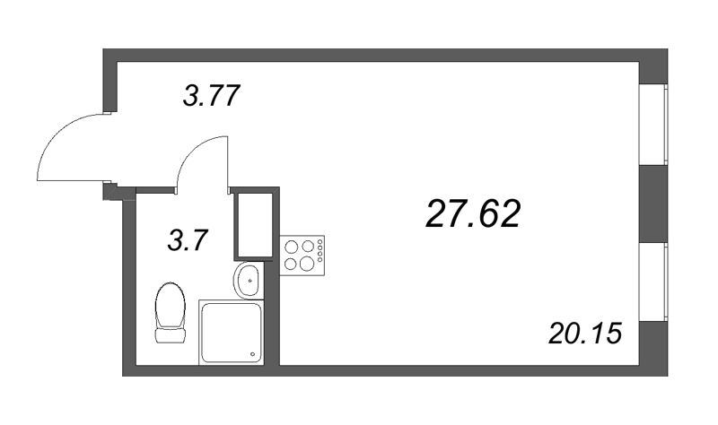 Студия 27,6 м²