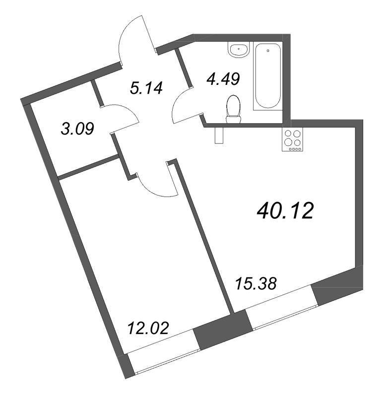 2 ккв (Евро) 40,1 м²