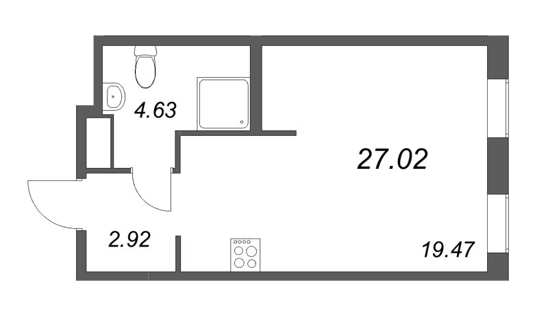 Студия 27 м²