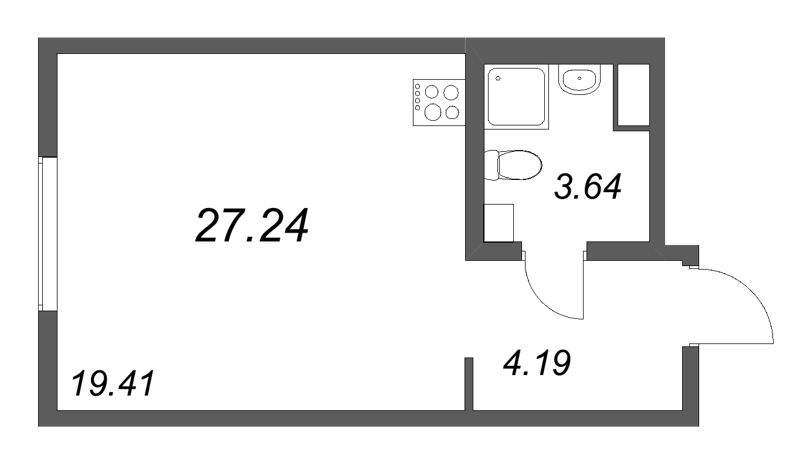 Студия 27,2 м²