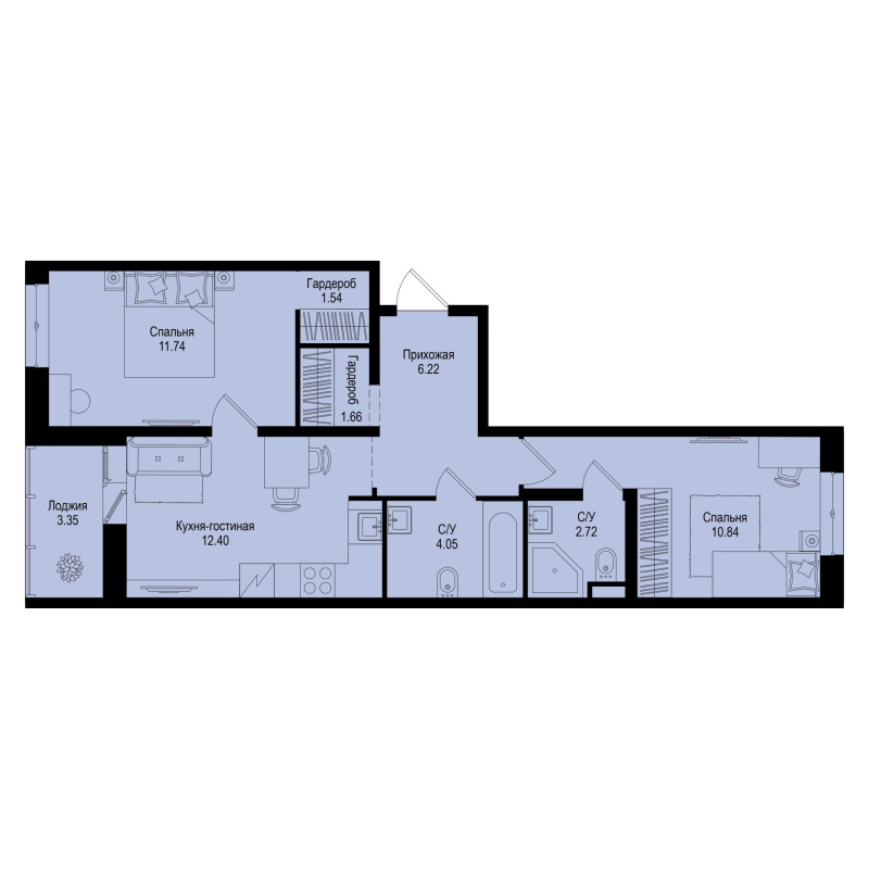 2 ккв 52,9 м²