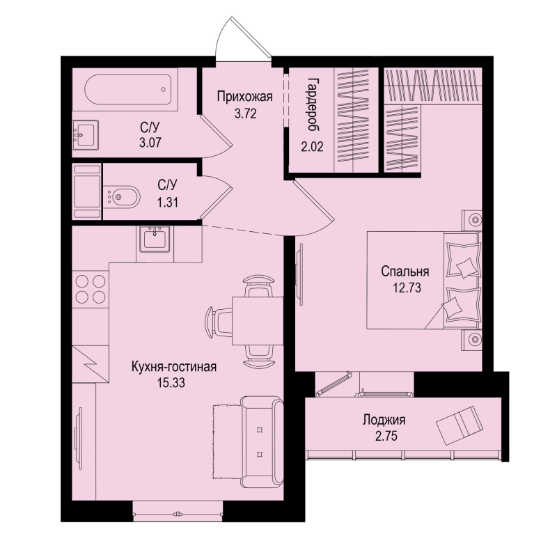 2 ккв (Евро) 39,6 м²