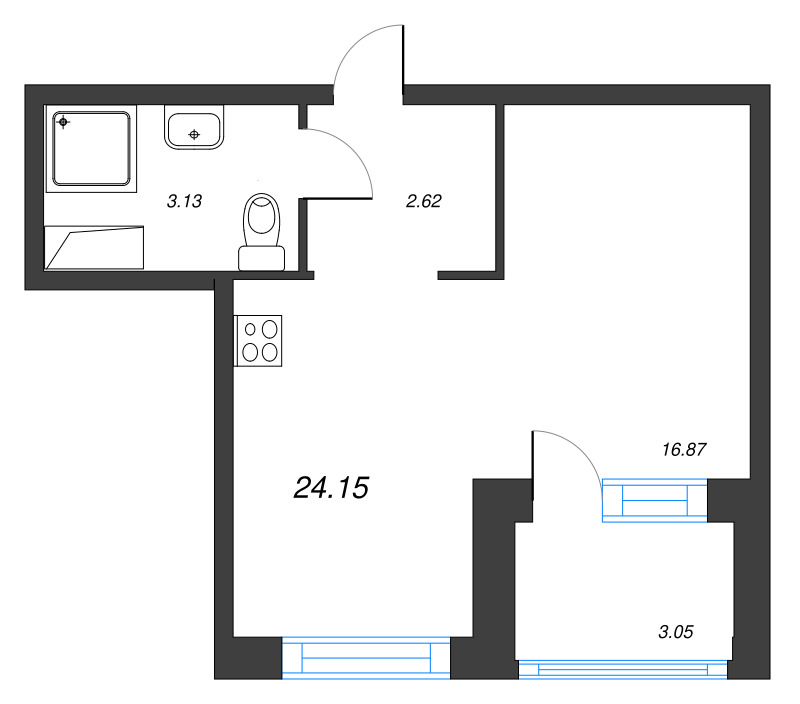 Студия 24,2 м²
