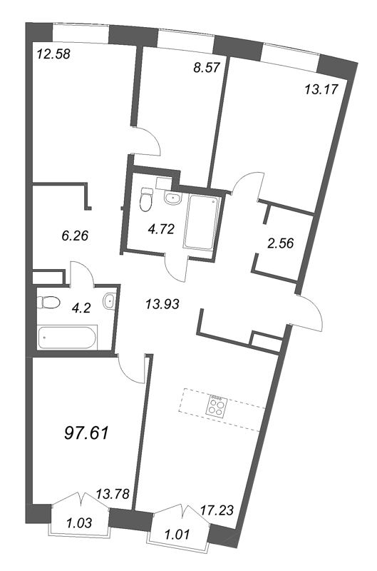 5 ккв (Евро) 97,6 м²