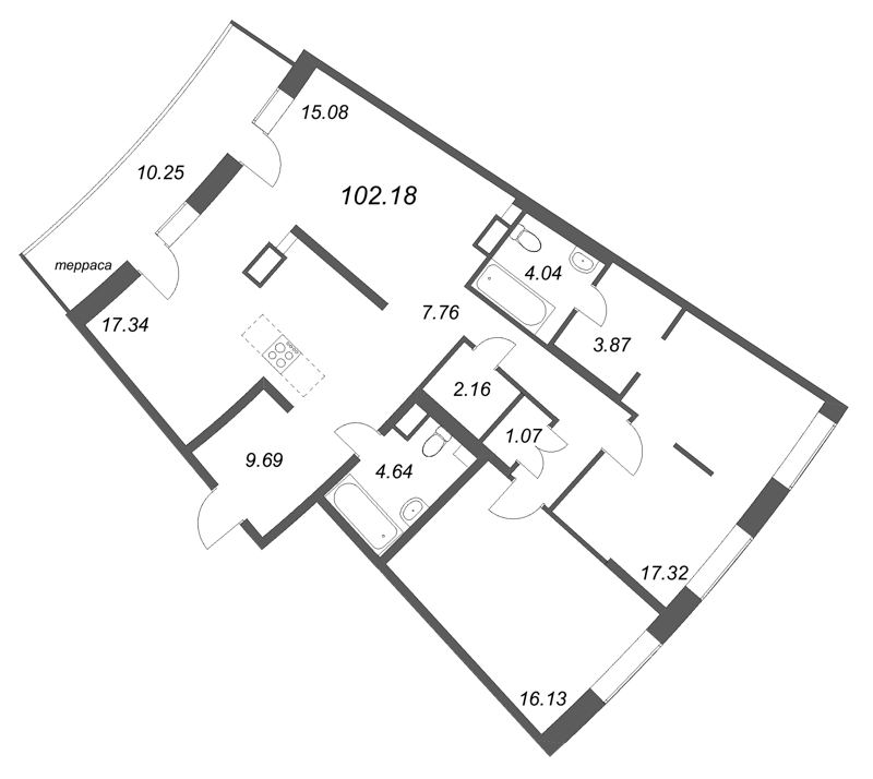 3 ккв (Евро) 102,2 м²