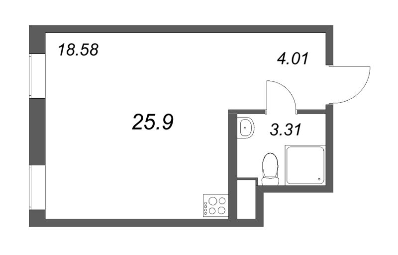 Студия 25,9 м²