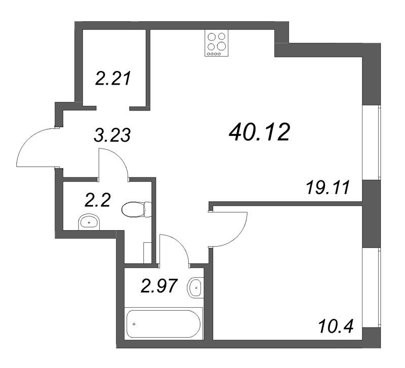 2 ккв (Евро) 40,1 м²