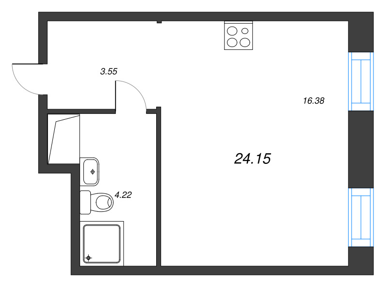 Студия 24,2 м²