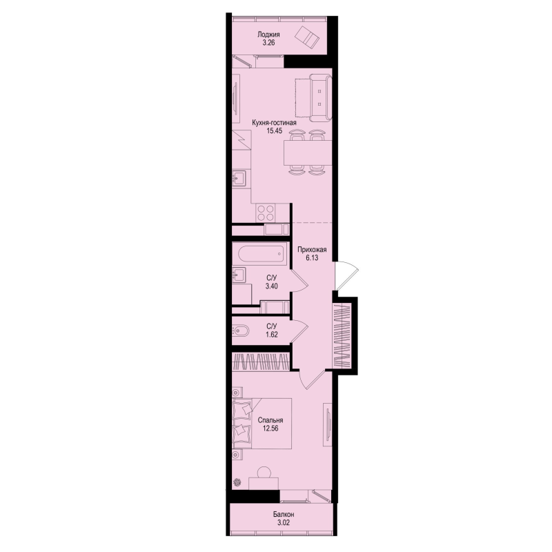 2 ккв (Евро) 41,7 м²