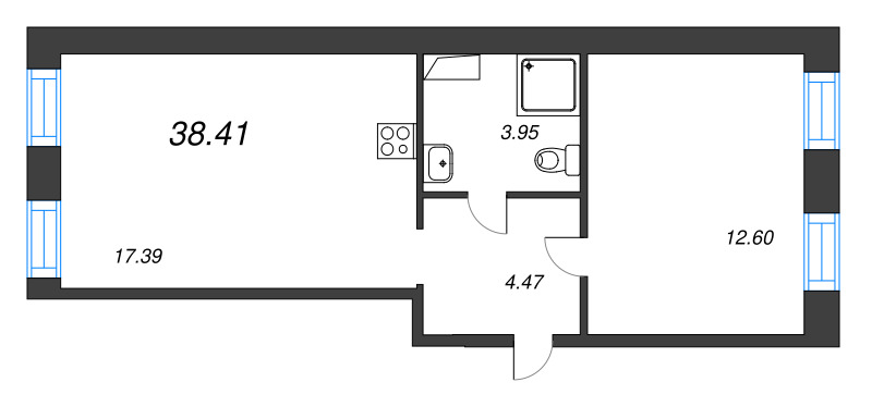 2 ккв (Евро) 38,4 м²