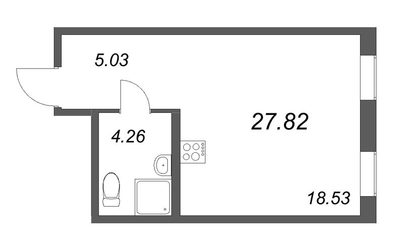 Студия 27,8 м²