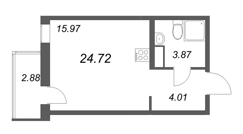 Студия 24,7 м²