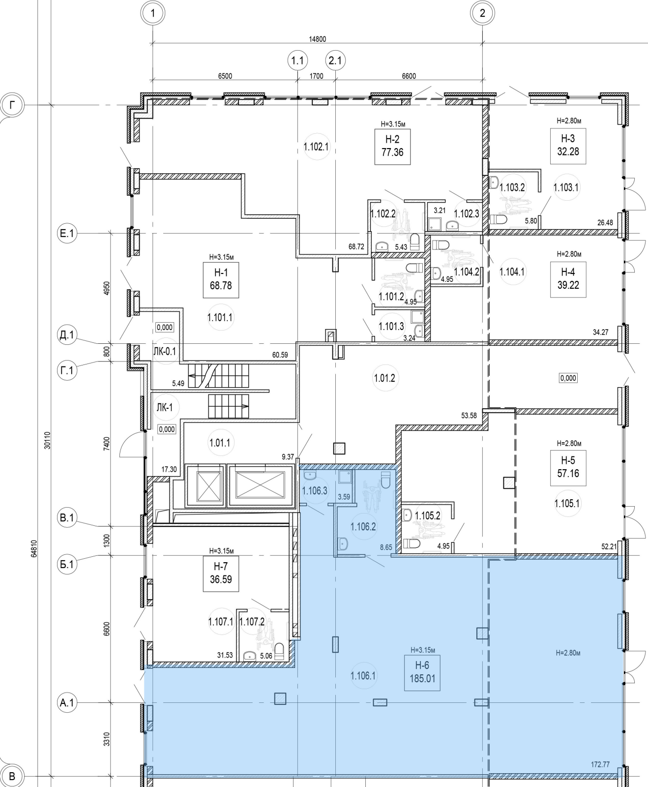 К. пом 185,5 м²