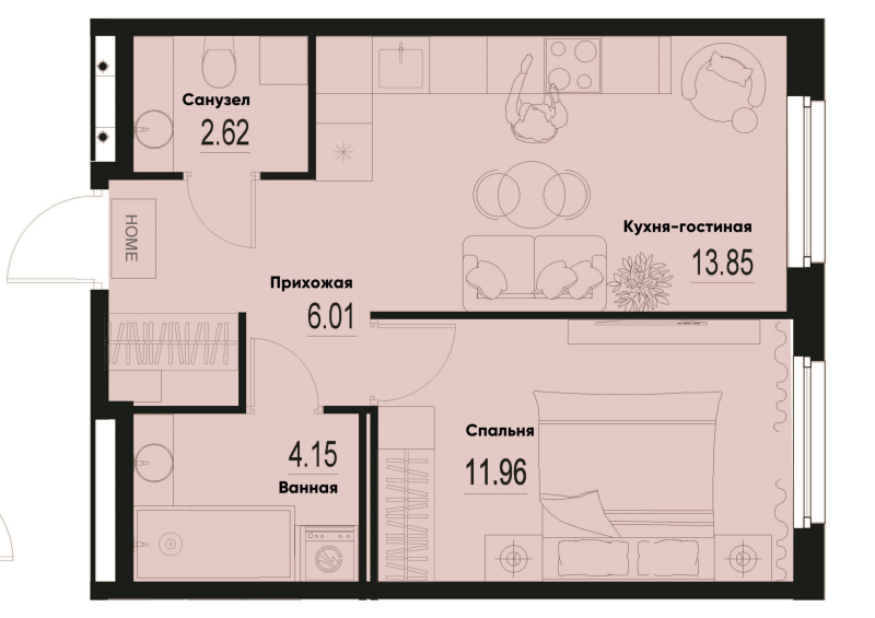 1 ккв 38,6 м²