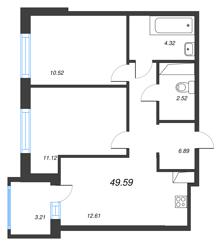 2 ккв 49,6 м²