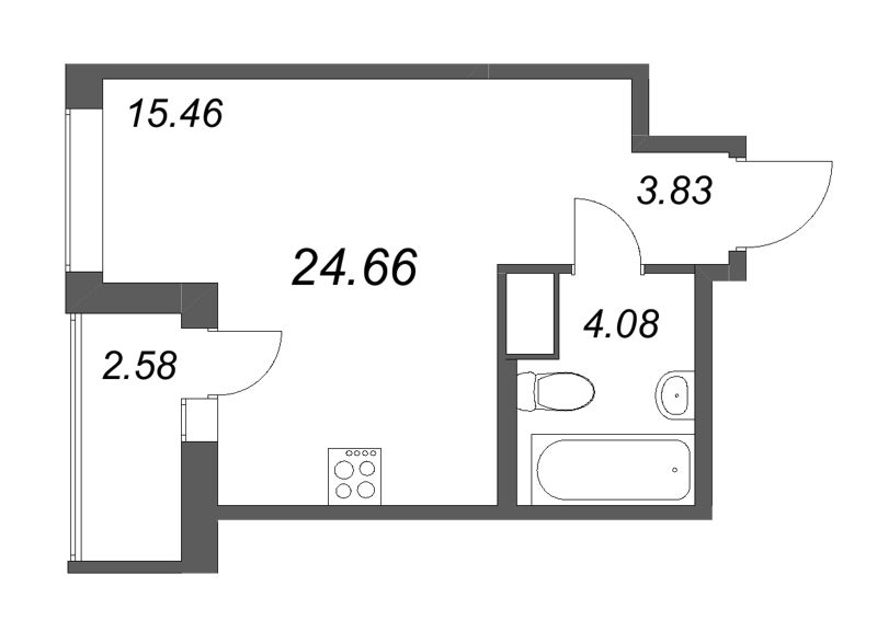 Студия 24,7 м²