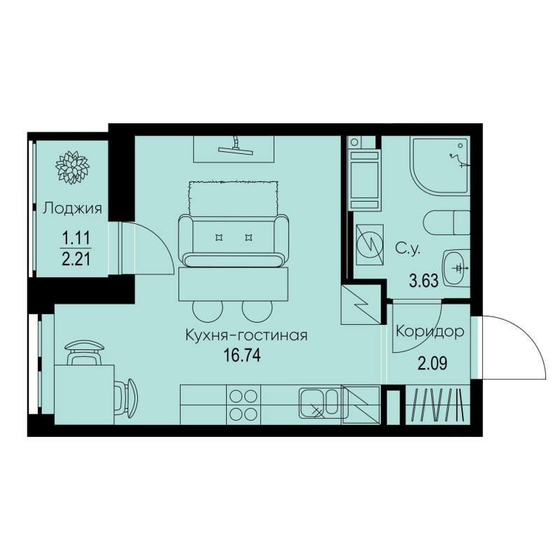 Студия 23,6 м²