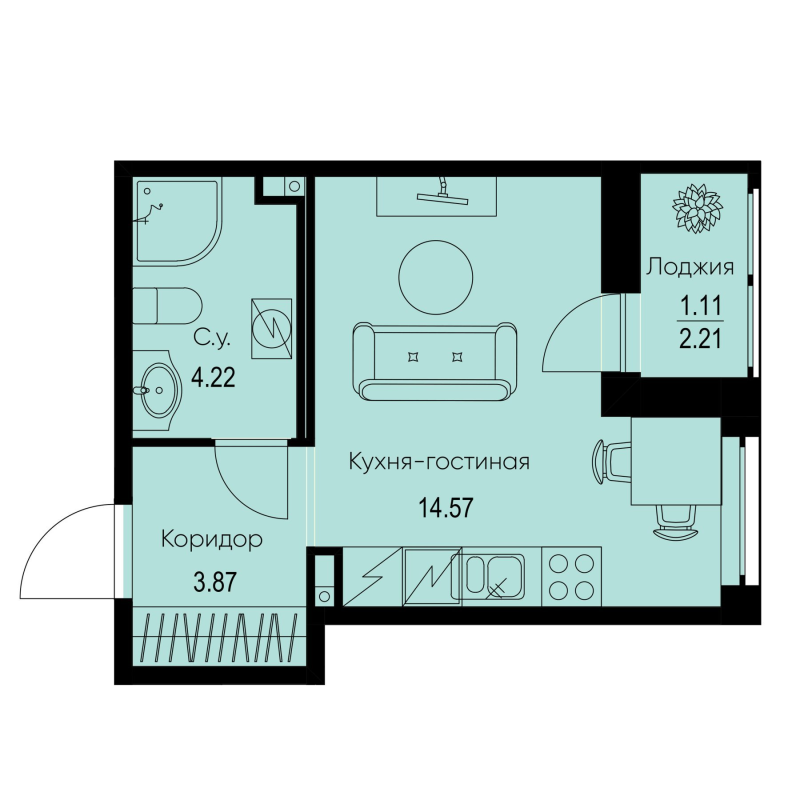 Студия 23,8 м²