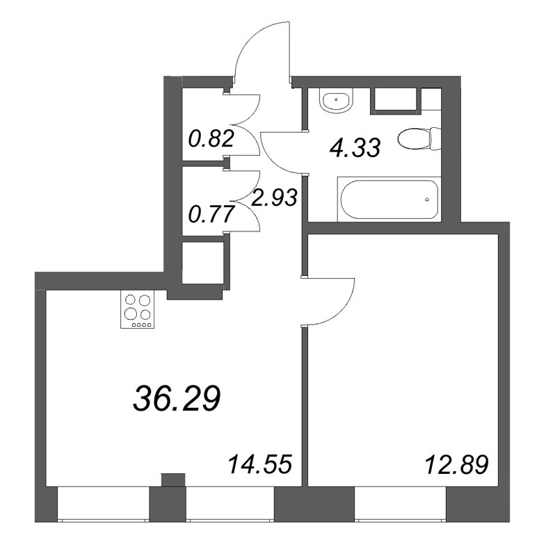1 ккв 36,3 м²