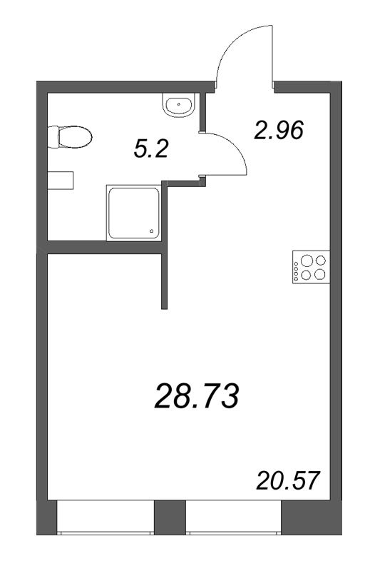 Студия 28,7 м²
