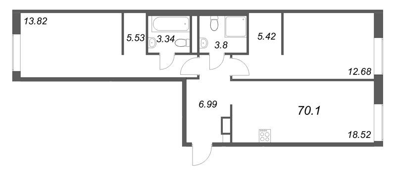 3 ккв (Евро) 70,1 м²