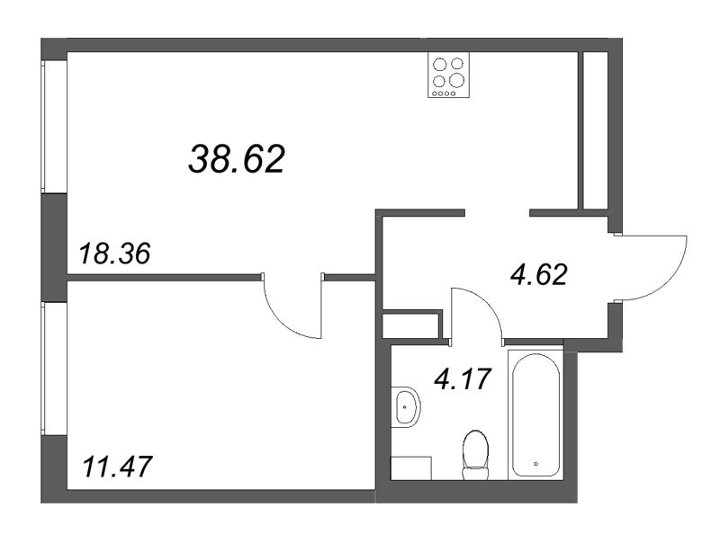 2 ккв (Евро) 38,6 м²