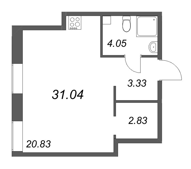 Студия 31 м²
