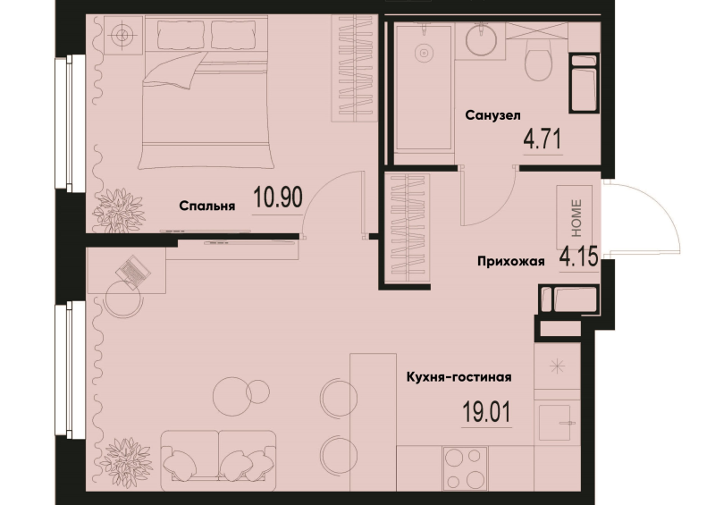 2 ккв (Евро) 38,8 м²