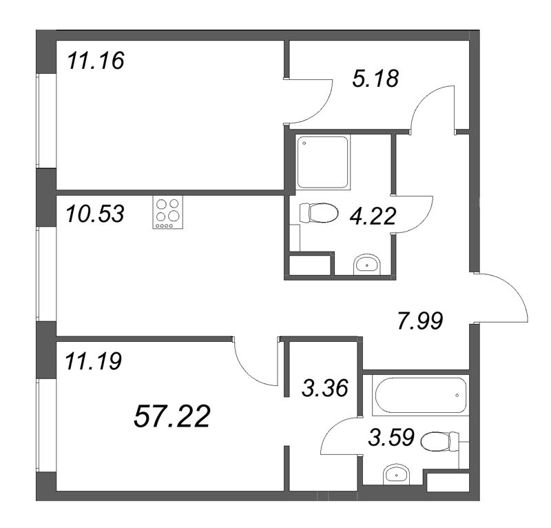 2 ккв 57,2 м²