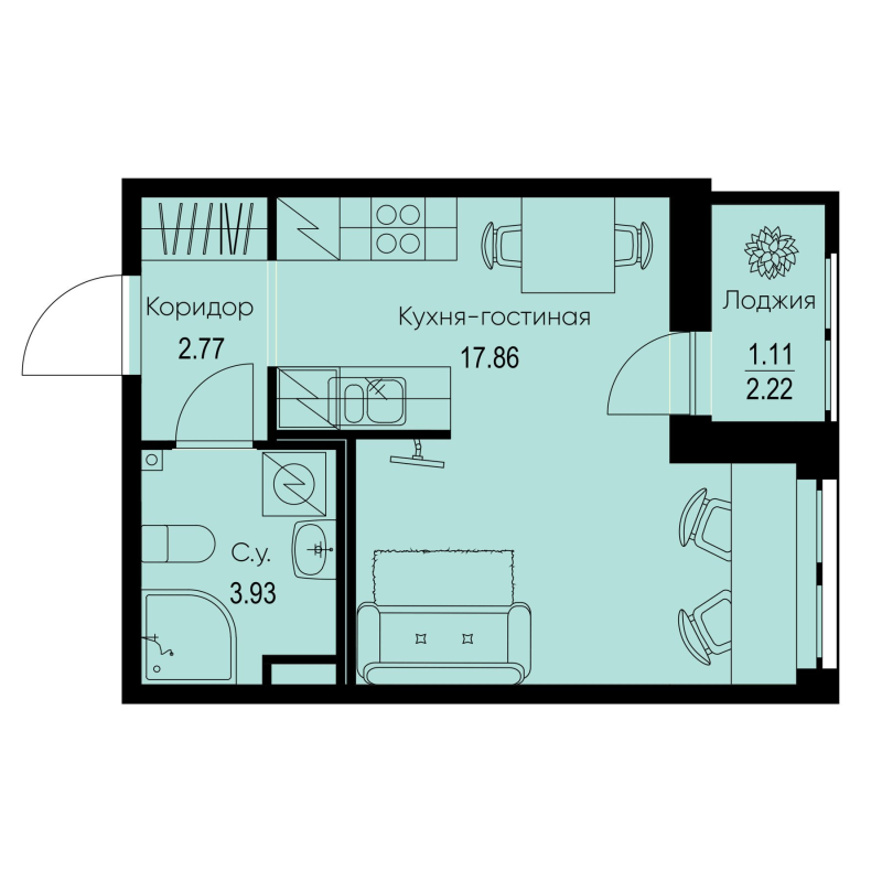 Студия 25,7 м²