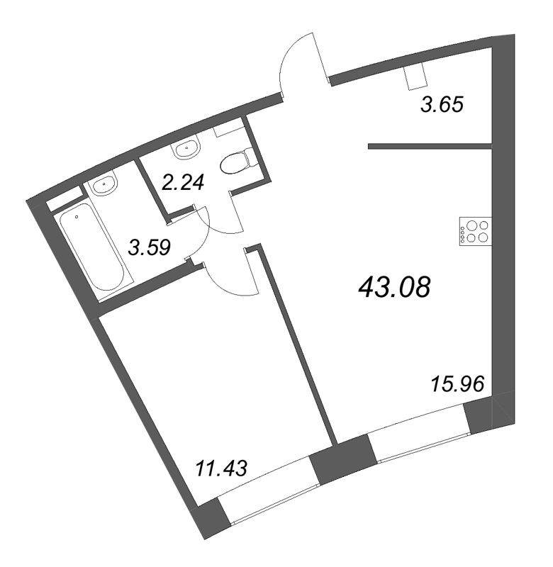 2 ккв (Евро) 43,1 м²