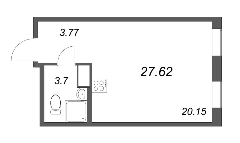 Студия 27,6 м²