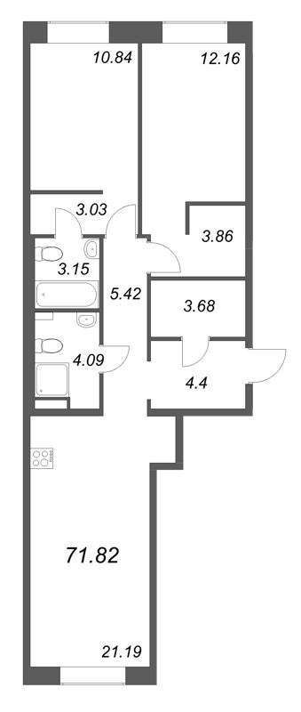 3 ккв (Евро) 71,8 м²
