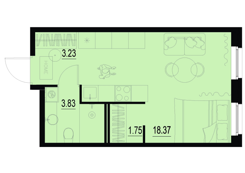 Студия 27,2 м²