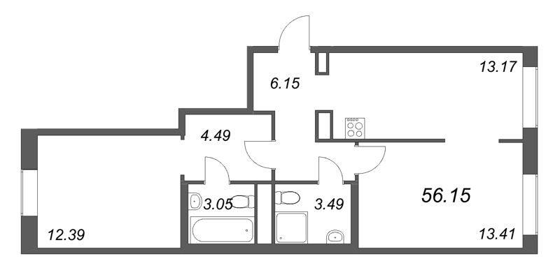 2 ккв (Евро) 56,2 м²
