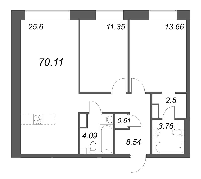 3 ккв (Евро) 70,1 м²