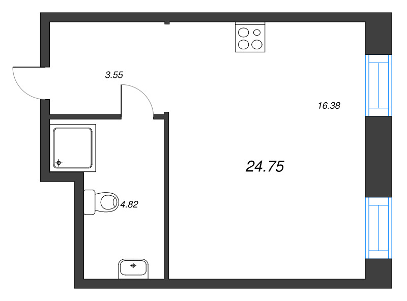 Студия 24,8 м²