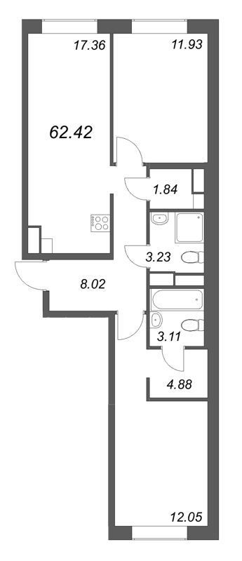3 ккв (Евро) 62,4 м²