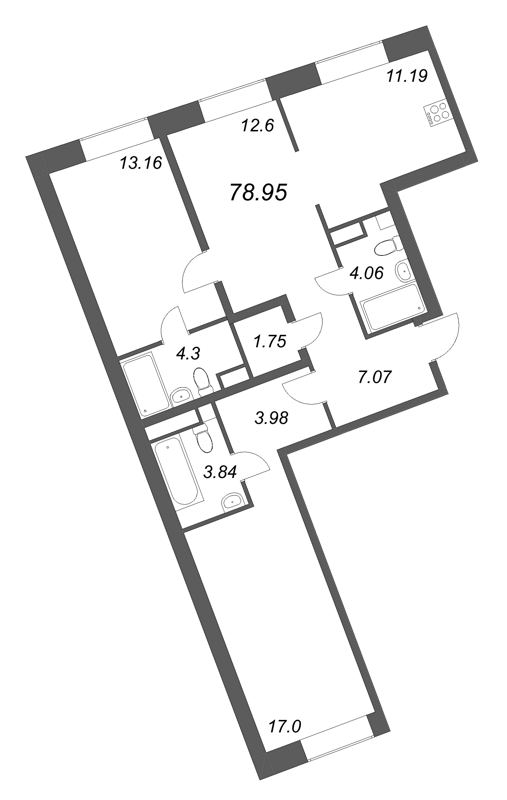 3 ккв (Евро) 79 м²