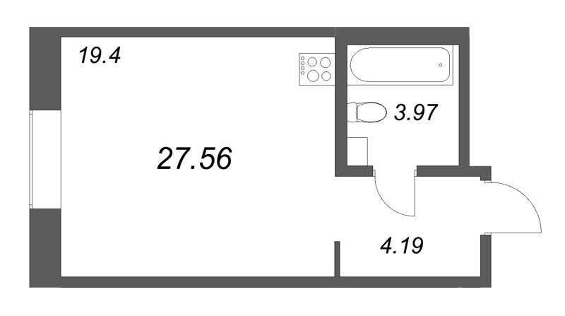 Студия 27,6 м²