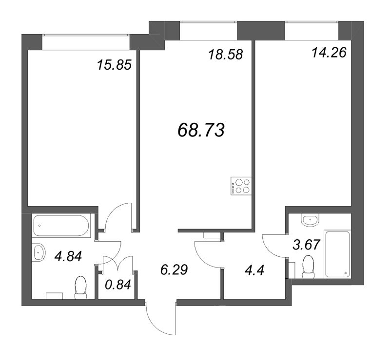3 ккв (Евро) 68,7 м²