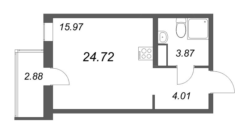 Студия 24,7 м²