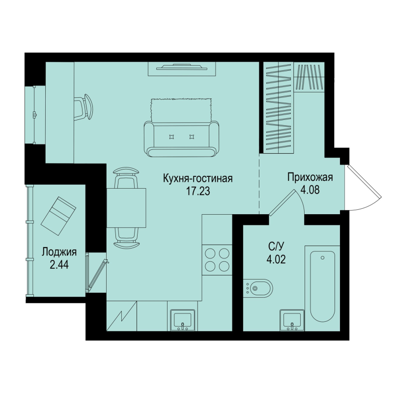 Студия 26,6 м²