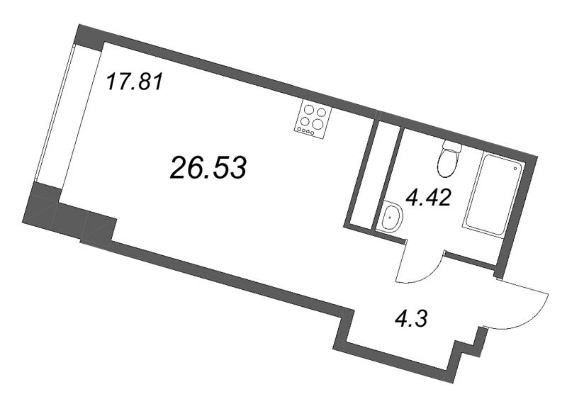 Студия 26,5 м²