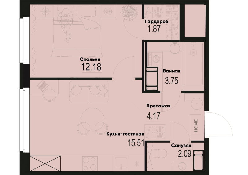 2 ккв (Евро) 39,6 м²