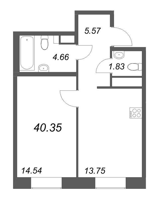 1 ккв 40,4 м²